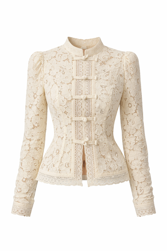 Lace - Blusa estampada de encaje para mujer