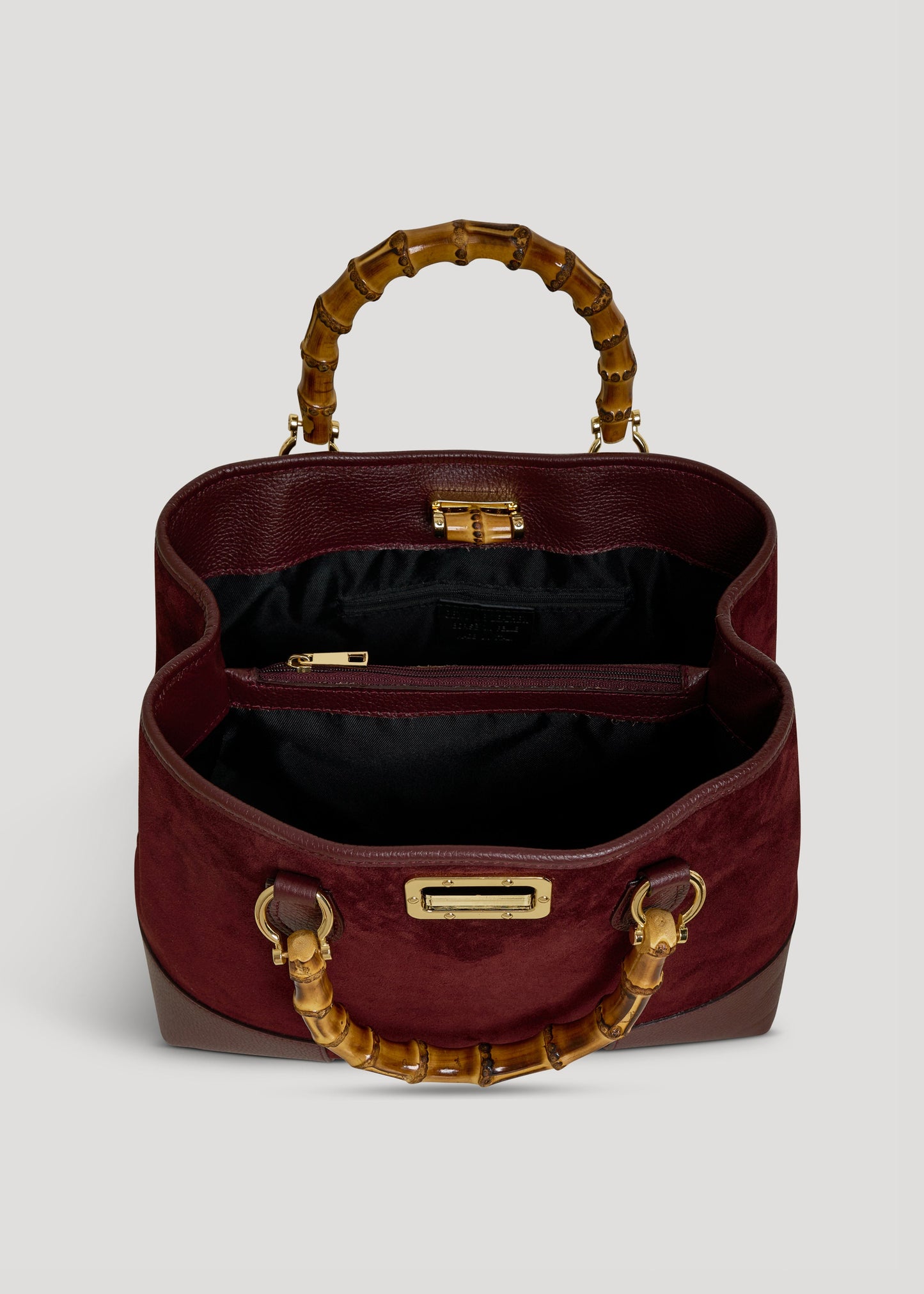 Bolso Bamboo Babe en ante y piel burdeos