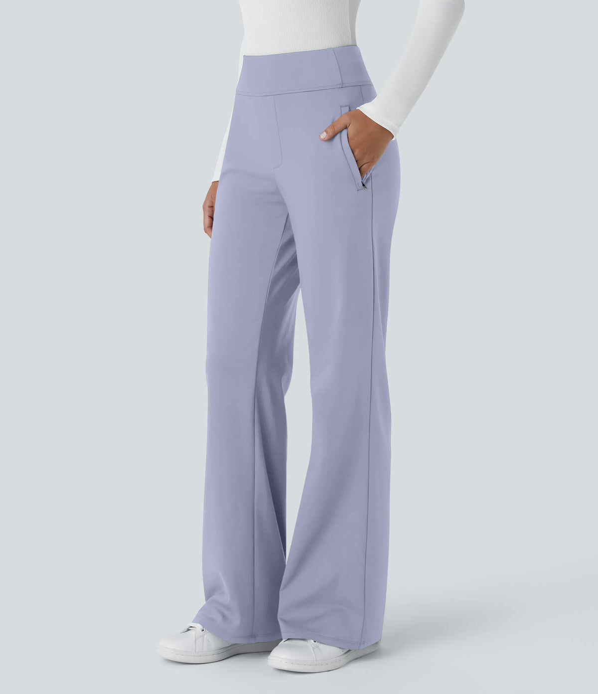Flex - Pantalones de trabajo acampanados de talle medio DayStretch con un bolsillo lateral con cremallera