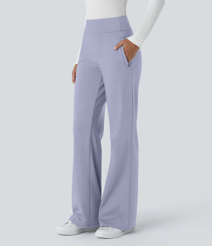 Flex - Pantalones de trabajo acampanados de talle medio DayStretch con un bolsillo lateral con cremallera