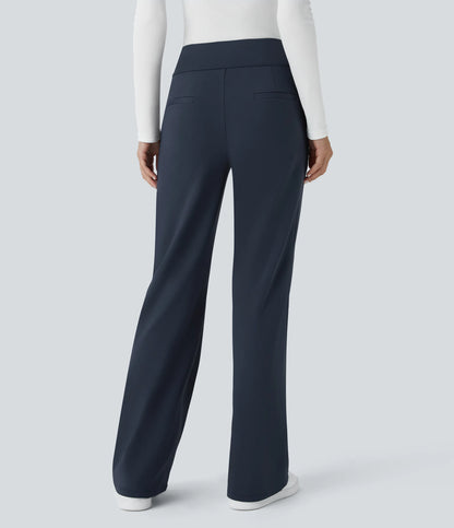 Flex - Pantalones de trabajo acampanados de talle medio DayStretch con un bolsillo lateral con cremallera