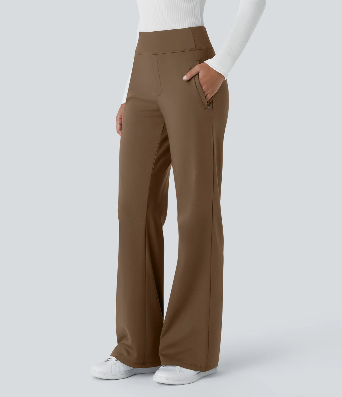 Flex - Pantalones de trabajo acampanados de talle medio DayStretch con un bolsillo lateral con cremallera