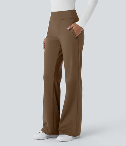 Flex - Pantalones de trabajo acampanados de talle medio DayStretch con un bolsillo lateral con cremallera