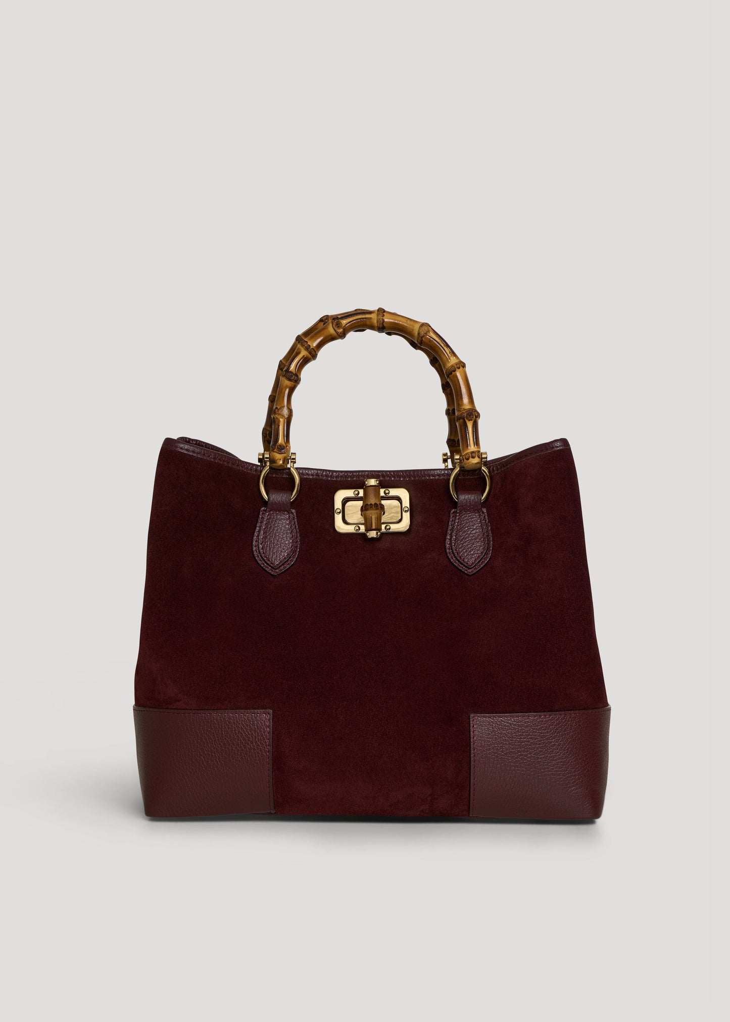 Bolso Bamboo Babe en ante y piel burdeos