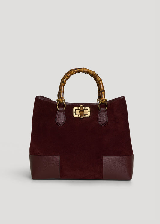 Bolso Bamboo Babe en ante y piel burdeos