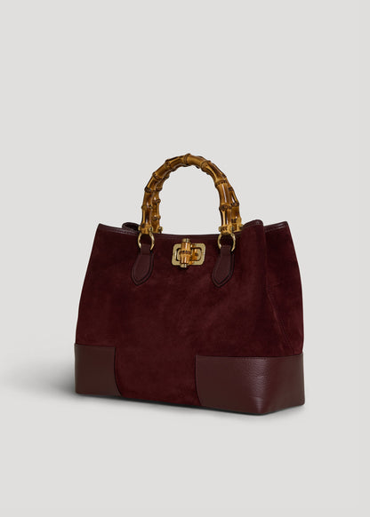 Bolso Bamboo Babe en ante y piel burdeos