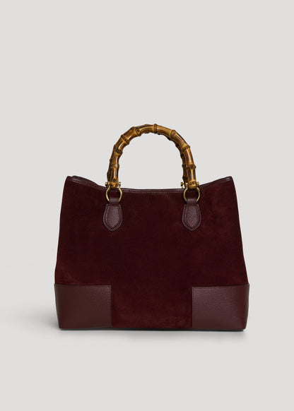 Bolso Bamboo Babe en ante y piel burdeos