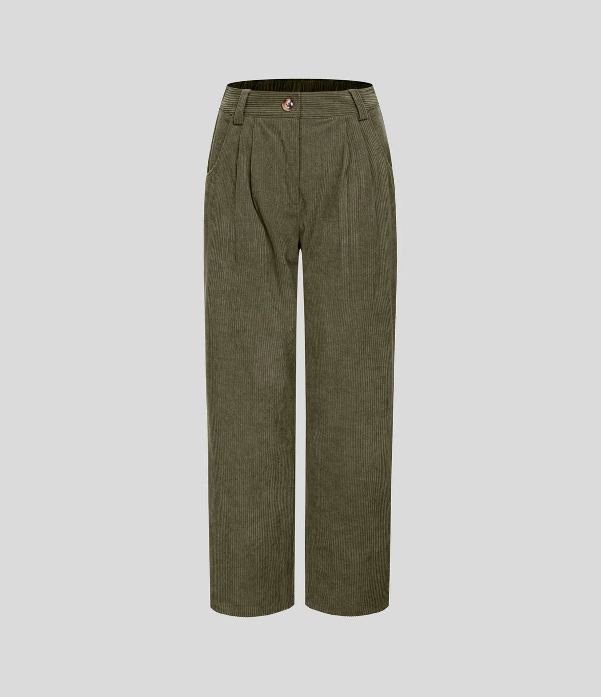 Corduroy - Pantalones casuales de pana de talle medio con bolsillo con cremallera