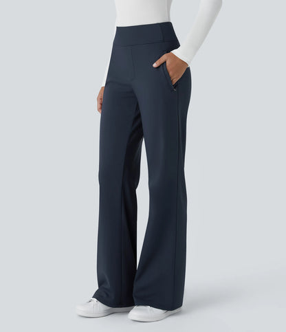 Flex - Pantalones de trabajo acampanados de talle medio DayStretch con un bolsillo lateral con cremallera