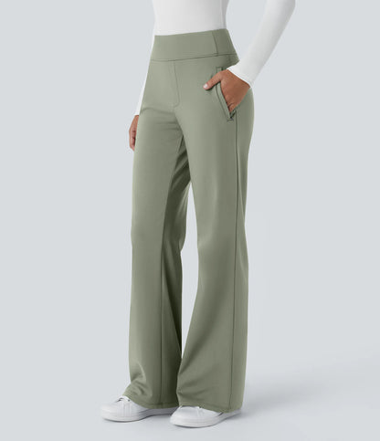 Flex - Pantalones de trabajo acampanados de talle medio DayStretch con un bolsillo lateral con cremallera