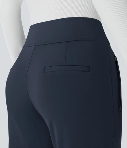 Flex - Pantalones de trabajo acampanados de talle medio DayStretch con un bolsillo lateral con cremallera