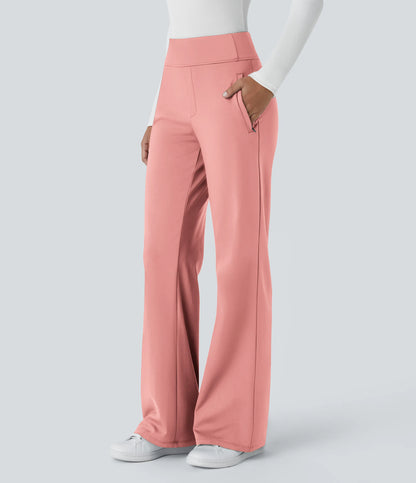 Flex - Pantalones de trabajo acampanados de talle medio DayStretch con un bolsillo lateral con cremallera