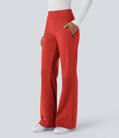 Flex - Pantalones de trabajo acampanados de talle medio DayStretch con un bolsillo lateral con cremallera