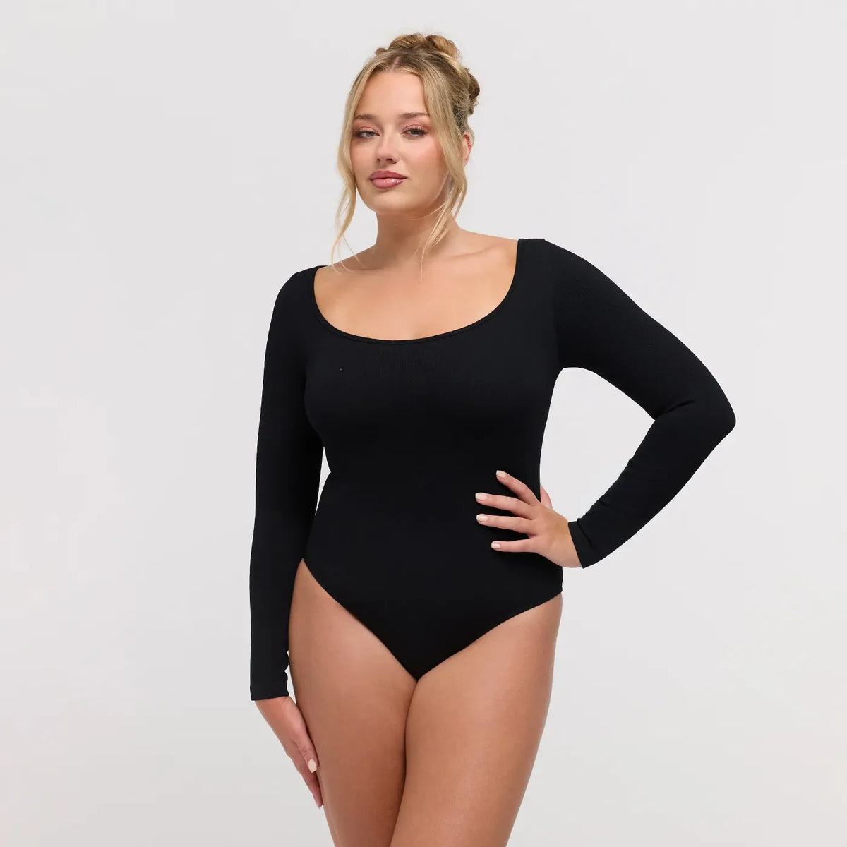 Slip - Body moldeador de manga larga acanalado con braguita.
