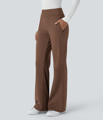Flex - Pantalones de trabajo acampanados de talle medio DayStretch con un bolsillo lateral con cremallera