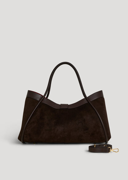 Bolso Mayfair en ante y piel Togo marrón oscuro