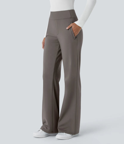 Flex - Pantalones de trabajo acampanados de talle medio DayStretch con un bolsillo lateral con cremallera
