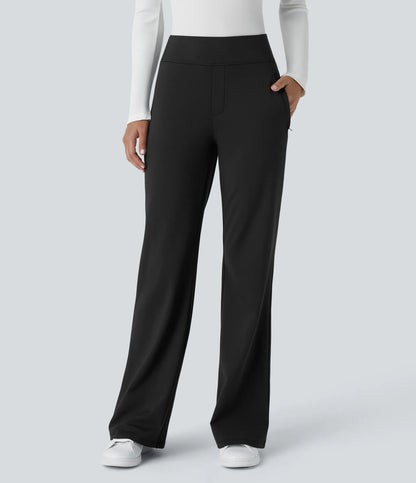 Flex - Pantalones de trabajo acampanados de talle medio DayStretch con un bolsillo lateral con cremallera