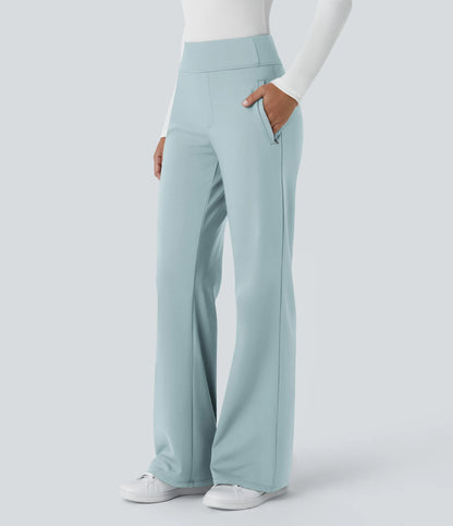 Flex - Pantalones de trabajo acampanados de talle medio DayStretch con un bolsillo lateral con cremallera