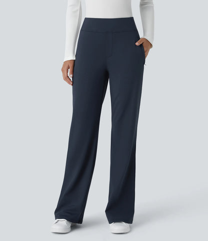 Flex - Pantalones de trabajo acampanados de talle medio DayStretch con un bolsillo lateral con cremallera