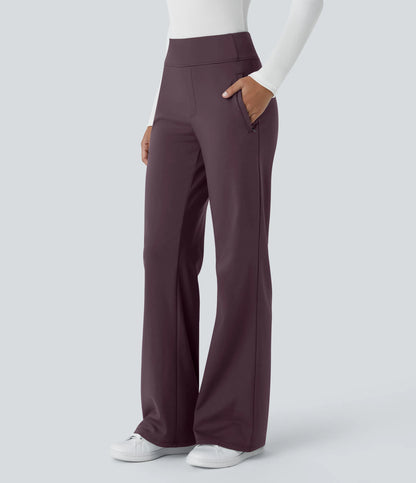 Flex - Pantalones de trabajo acampanados de talle medio DayStretch con un bolsillo lateral con cremallera