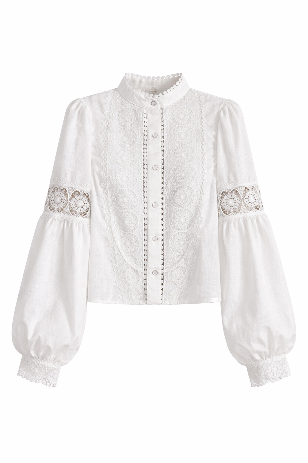 Lace - Blusa blanca de encaje para mujer