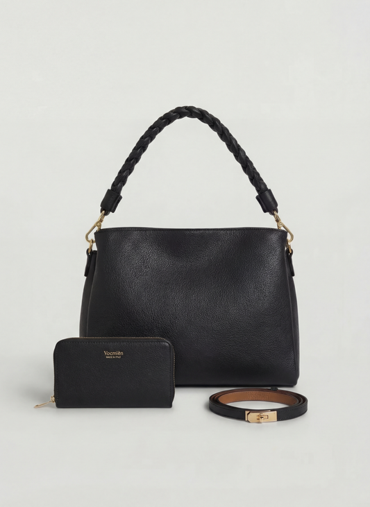 Set Daily Urbano Trenza de cuero negro